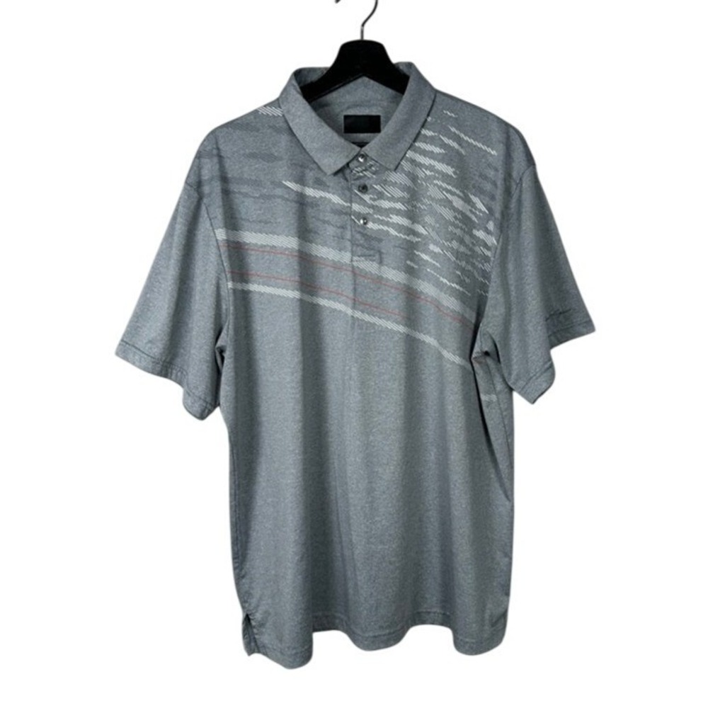 Men's Ben Hogan Gray/Red Graphic Striped Polo Shirt XL